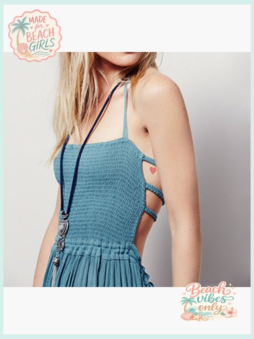 Boho Backless Maxi Dress with Smocked Bodice - Sleeveless Halter - Picture 3 of 7